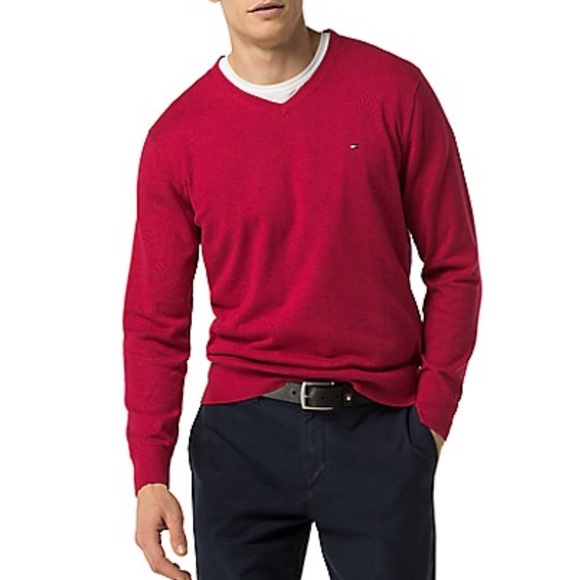 tommy hilfiger cotton silk v neck